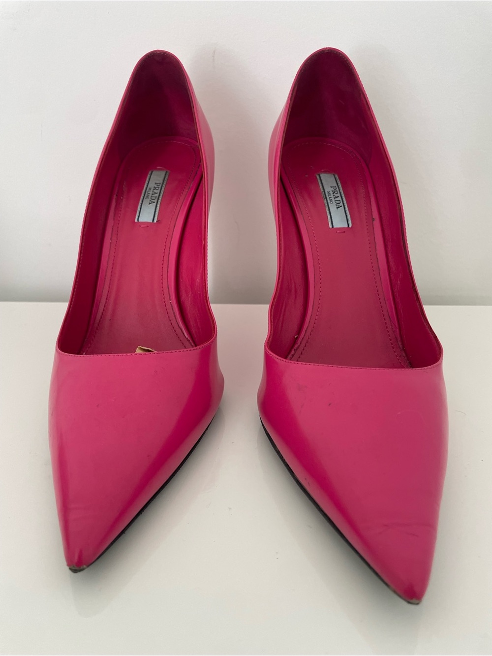Prada Hot Pink Patent Pointed Toe Pumps